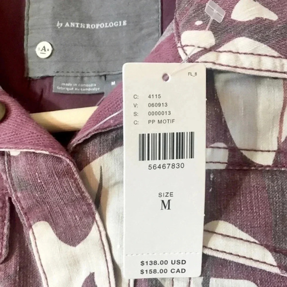 NWT Anthropologie Mags Linen Utility Trucker Jacket - Picture 5 of 7